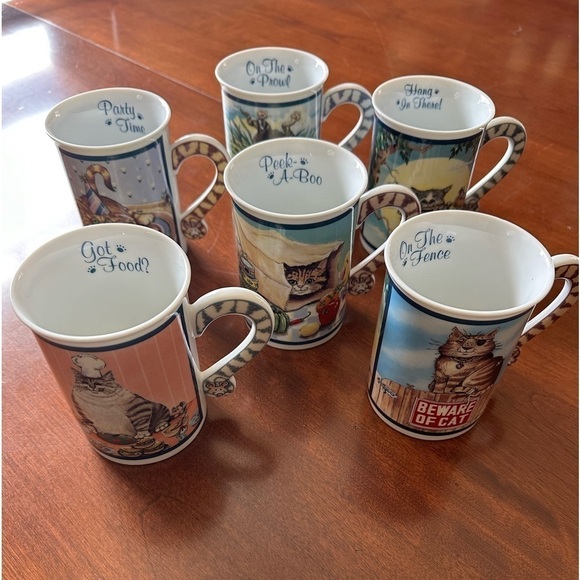 Danbury Mint Comical Cats Porcelain Collector Mugs Gary Patterson 6 mugs - Picture 1 of 15